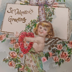 Cartolina di San Valentino del 1909 con raro francobollo Franklin Double Line da 1c