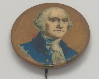 Vintage Pinback aus Zelluloid mit dem Motiv George Washington.  Werbung?