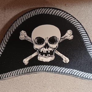 Vintage halloween pirate party hat! admiral hat cool! 1940&#39;s skull & crossbones