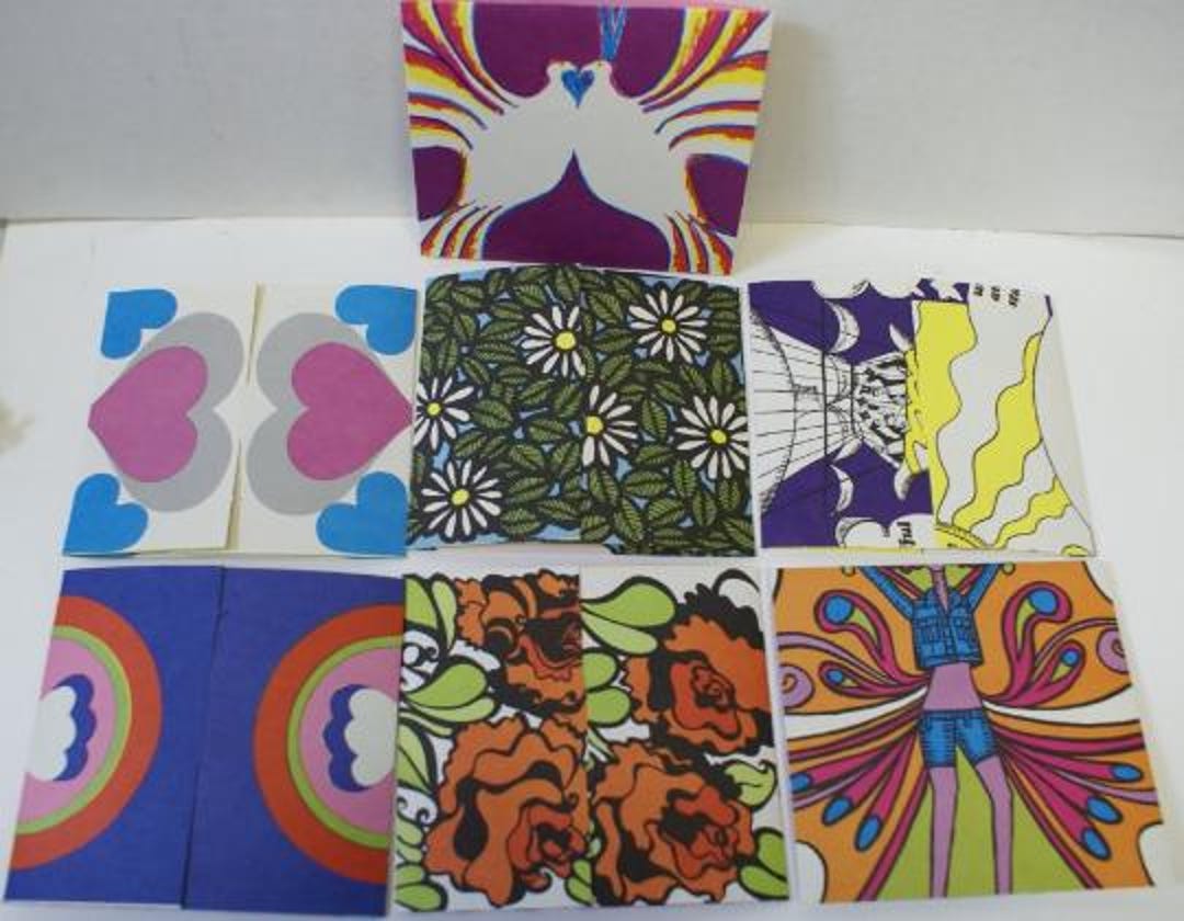 Lot of 28 Vintage 1960's Fold-a-note Stationary Sheets, 7 Designs, New ...