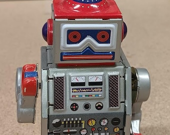 巨大なザスーラ限定版ロボット。ビンテージのゼンマイ巻き上げ式ブリキ