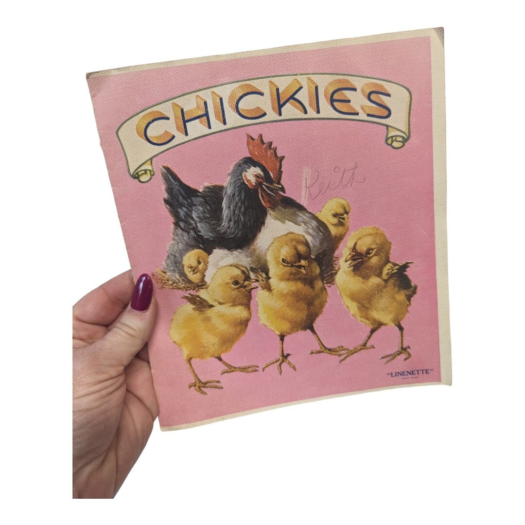 Vintage 1930s 443 Linen Children's Book Titled CHICKIES Farm Book Etsy