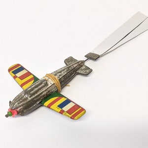 RARE Vintage Antique Prewar (Japan) Tin Lithographed Miniature Penny Toy Airplane Plane with Aluminum Tail