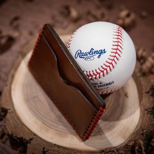 Soporte de tarjeta de cuero de béisbol - Billetera minimalista para titular de tarjeta - Soporte de tarjeta delgado - Soporte de tarjeta de crédito - Billetera de tarjeta de cuero pequeño