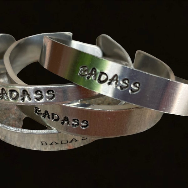 BADASS  bracelet, Hand Stamped Cuff Bracelet, Bad Ass Bracelet,  BADASS Cuff Bracelet, intention bracelet, mantra bracelet