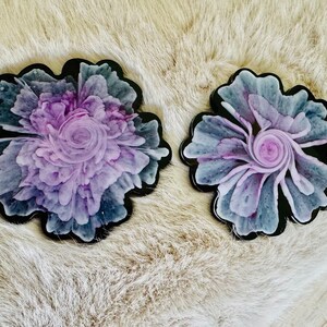 Lavender Flower Coaster Set, Purple Flower Coasters, Floral Coaster, housewarming gift, home decor, Resin Flower Coaster, drink coaster set