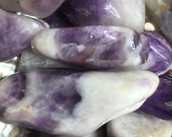 Amethyst Crystal Tumbled Stone, Pocket Palm Stone, Healing