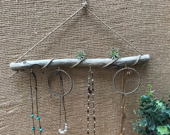 Driftwood 14" Branch Jewelry Bracelet Necklace Ring Holder Organizer - Display - Boutique - "Beach home decor" Coastal Decor Boho Decor