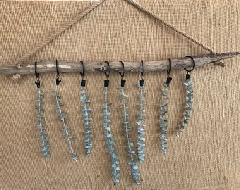Driftwood 26" Dried Flower Hanging Rack - Dry Herbs -  With Clips "Nautical Style" Coastal Decor Beach home Decor viking decor