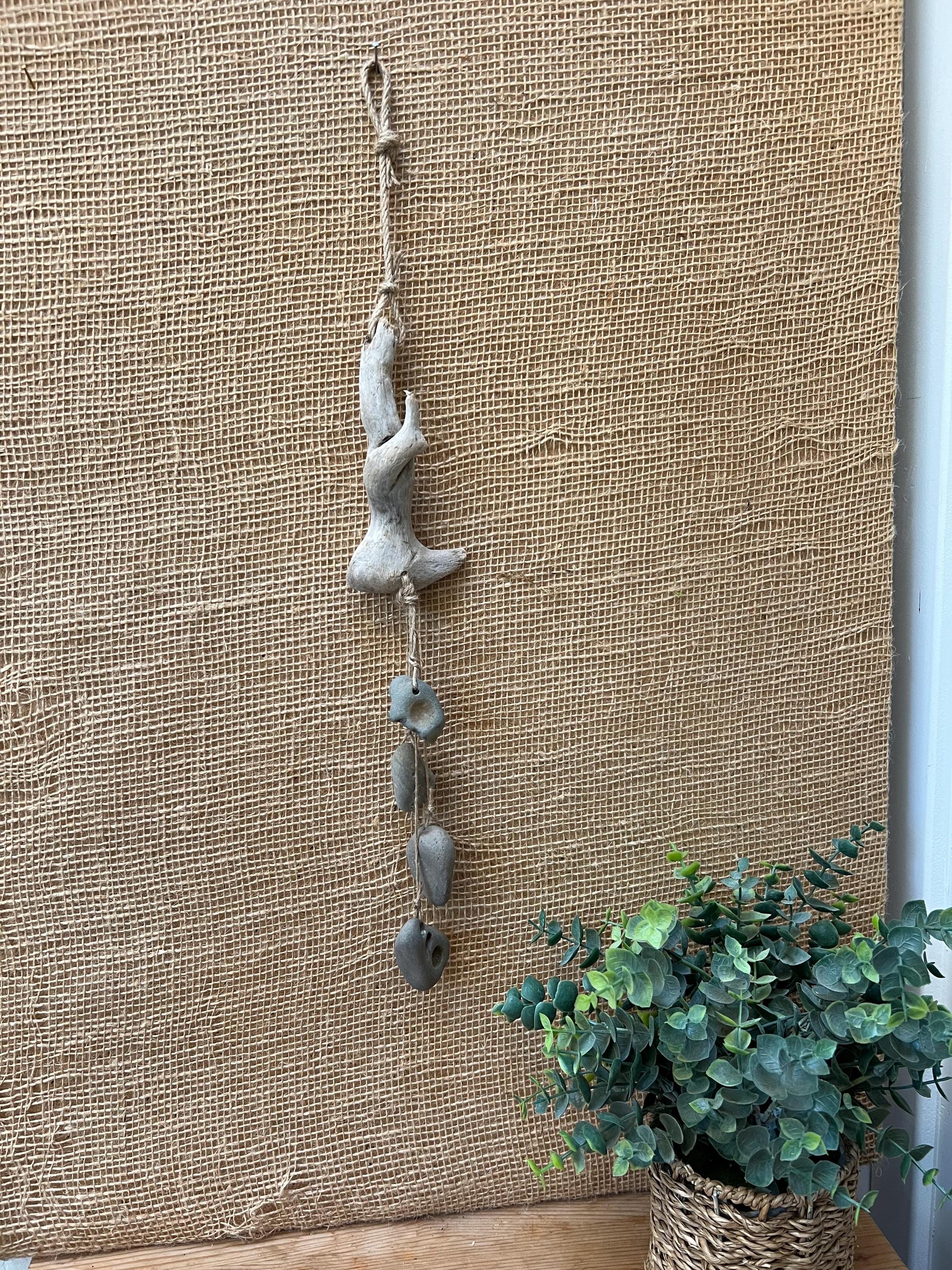 Driftwood Holey Stone - Hag Stone - Rocks - Talisman - Spiritual - Rock Mobile wall decor Coastal Decor Viking Decor Boho Decor