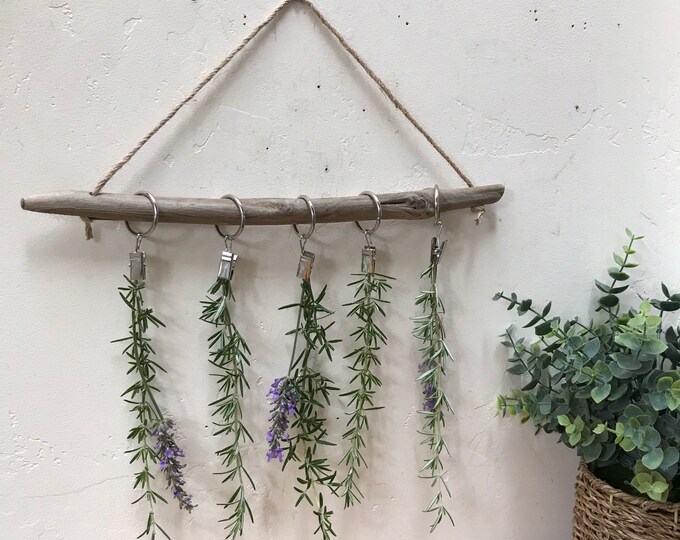 Driftwood Dried 14 Flower Hanging Rack Dry Herbs nautical Style Boho