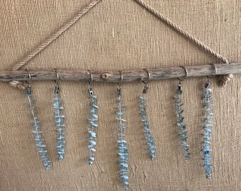 Driftwood 28.5" Dried Flower Hanging Rack - Dry Herbs  -With Clips "Nautical Style" Coastal Decor Beach home Decor Viking Decor
