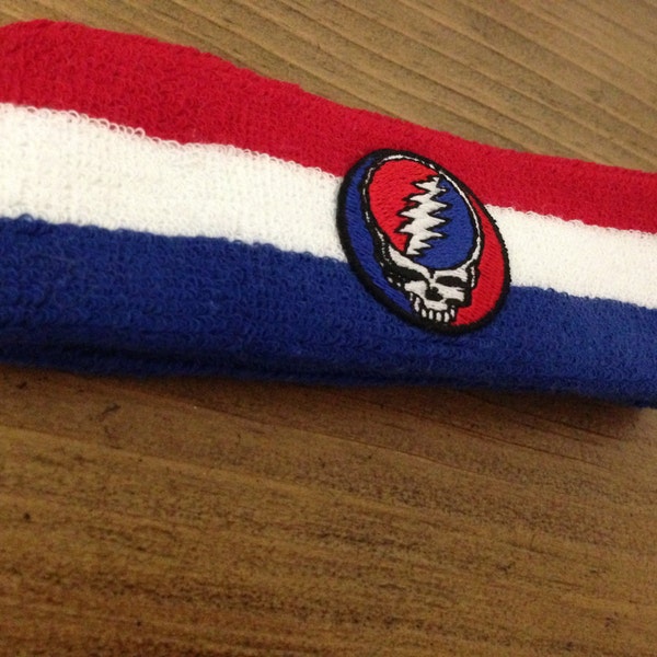 Grateful Dead Headband! Steal Your Face Terry Cloth Headband / Sweatband