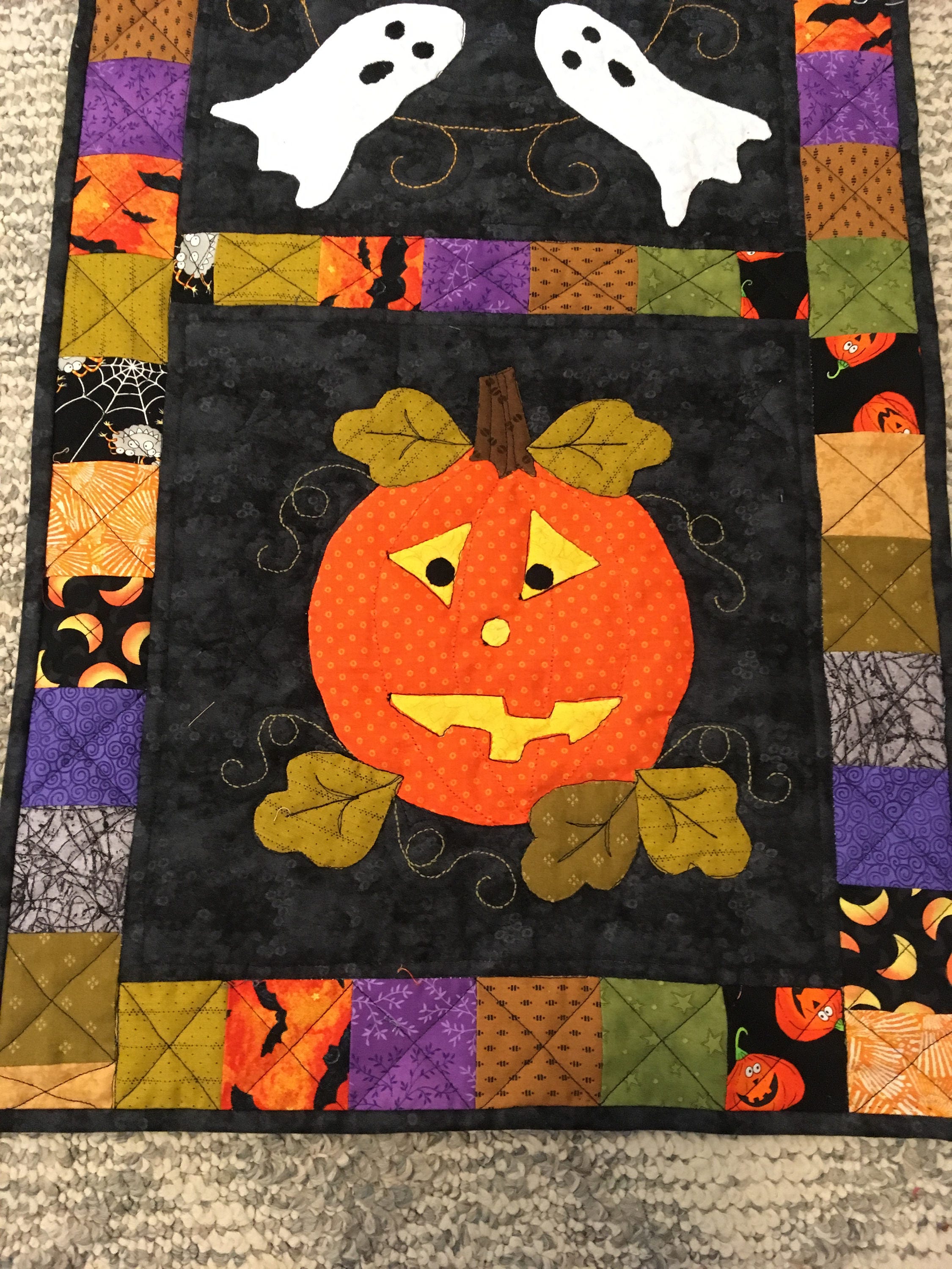 Pattern for Pumpkin and Ghost Halloween Table Runner - Etsy