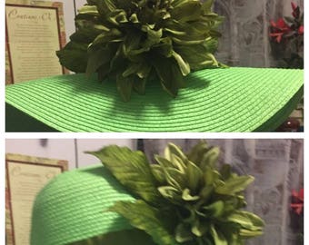 Lime Green Straw Hat