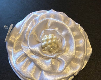 White Satin Hair Clip/Brooch