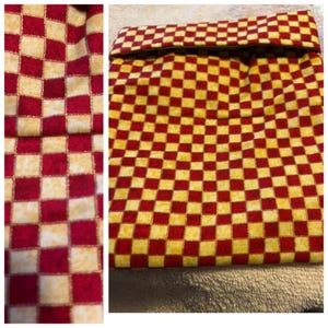 Puede incluir: Tela a cuadros roja y dorada con un brillo sutil. La tela es perfecta para proyectos de manualidades como almohadas, bolsos y otros artículos de decoración del hogar.