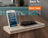 2019 Back to School Deal | Classic Station | For Your Phone, Keys, & Wallet - Desk Caddy Bamboo Organizer Desktop Phone Dock