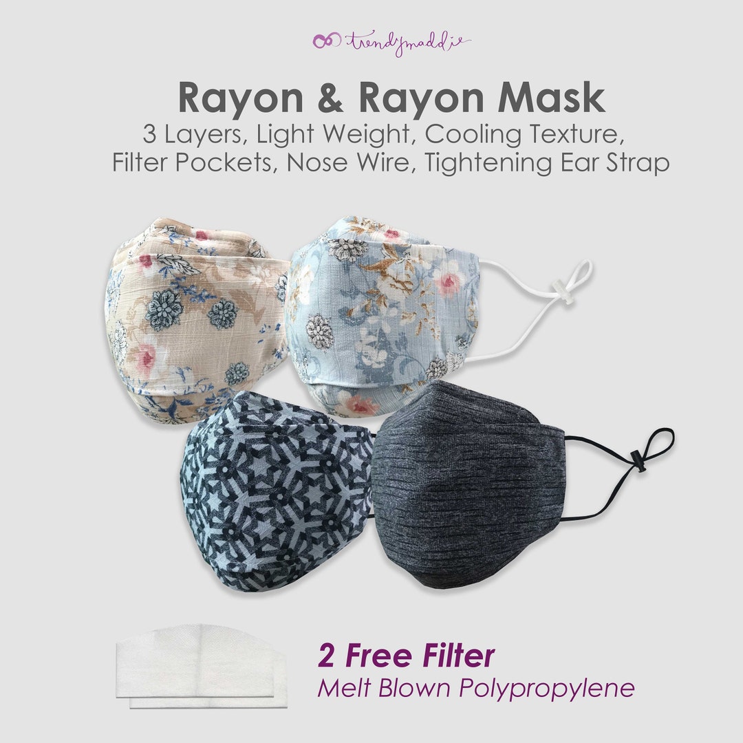 Rayon Face Mask Inner Rayon Layer Washable 3 Layer W/ Etsy