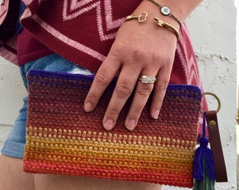 Spice of Life Striped Clutch crochet pattern PDF, Instant Download, Serape Stripes, Purse, Hook Case, Photo Tutorial, Nonprofit Shop