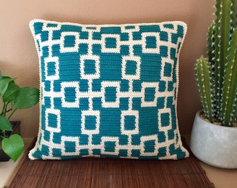Mod Trellis Pillow Crochet Pattern, Non-Profit Shop, Home Decor, Cushion Cover, Intarsia Crochet, Housewarming Gift