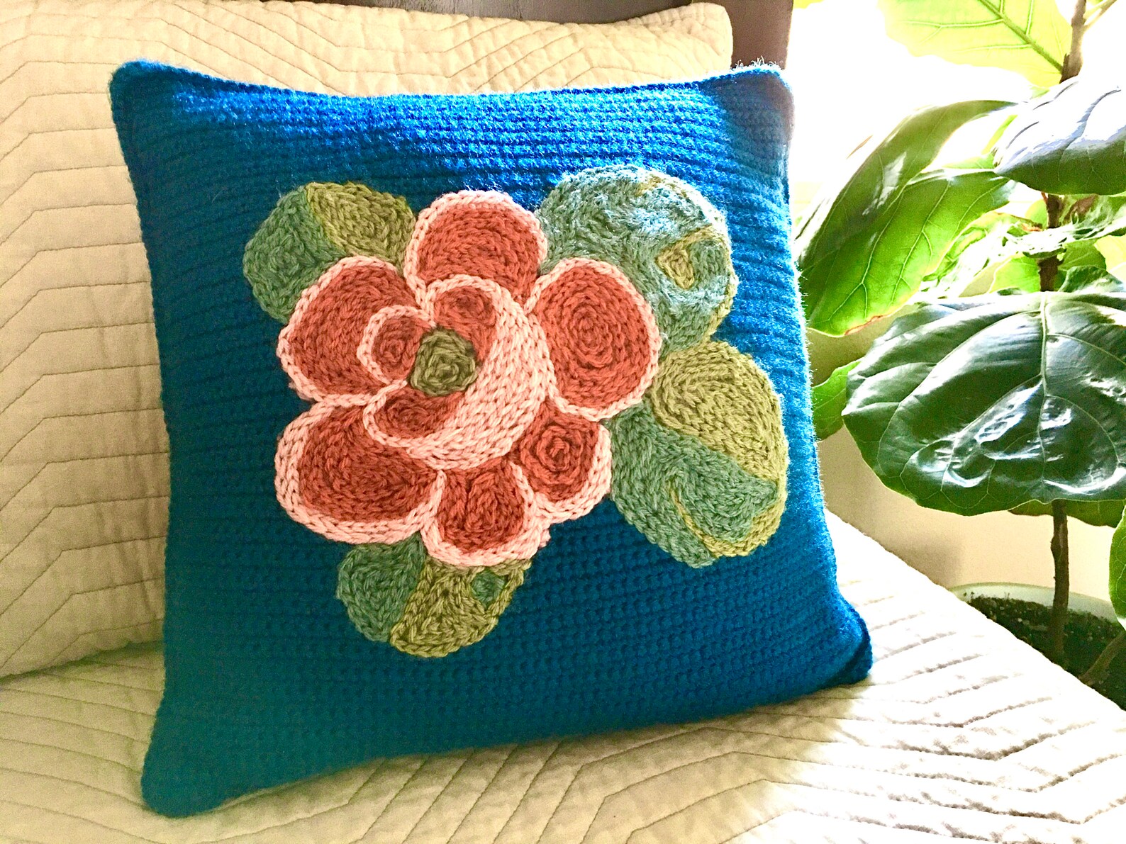 Bohemian Rose Pillow Crochet Pattern Nonprofit Shop Etsy