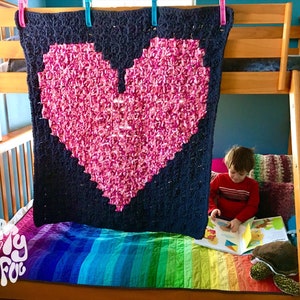 Only Love Häkelanleitung, C2C Herz Decke, Decke, Baby Geschenk, Non-Profit-Shop, Foto-Tutorial, Diagramm und schriftliche Anleitung