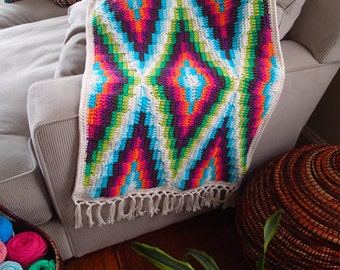 Modern Bohemian Baby Blanket Crochet Pattern, PDF Instant Download, Non-Profit Shop, Baby, Stroller, Car Seat, Afghan, Rug