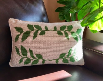 Bay Laurel Pillow crochet pattern, Botanical Cushion Cover, Chart and Written Directions, Nonprofit Shop