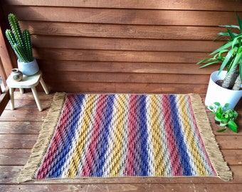 Southwest Rug Crochet Pattern and Tutorial, PDF Instant Download, Non-Profit Shop, Beginner Photo Tutorial, Boho Rug or Blanket