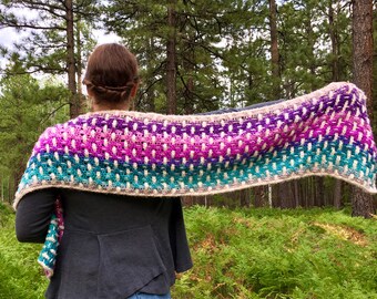 Woven Wonder Scarf Crochet Pattern, Photo Tutorial, Beginner Weaving and Crochet Pattern, Mandala Yarn, NonProfit Shop