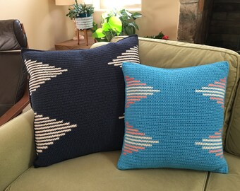 Durango Pillow Crochet Pattern, Beginner Cushion Cover, Southwestern Home Decor