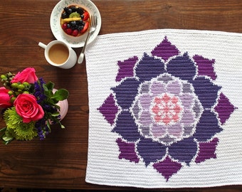 The Lotus Rose Crochet Pattern, Dish Towel, Car Seat Blanket, Lovey, Wall Hanging, Burp Cloth, Changing Pad, Nonprofit Shop