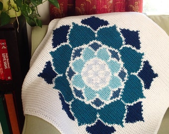 The Lotus Rose Blanket Crochet Pattern PDF, Nonprofit Shop, Baby Blanket, Car Seat,  Lovey,  Stroller, Yoga Afghan