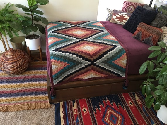 DIY Crochet Kit Cipressa Boho Throw Blanket Vaniglia