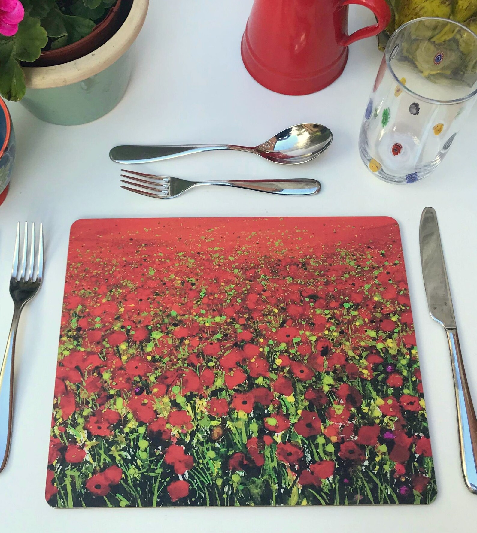 Rectangular Red Poppy Placemat Table Mat Tablemat Placesetting Etsy UK