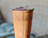 18 oz copper Mint Julep cup with floral design