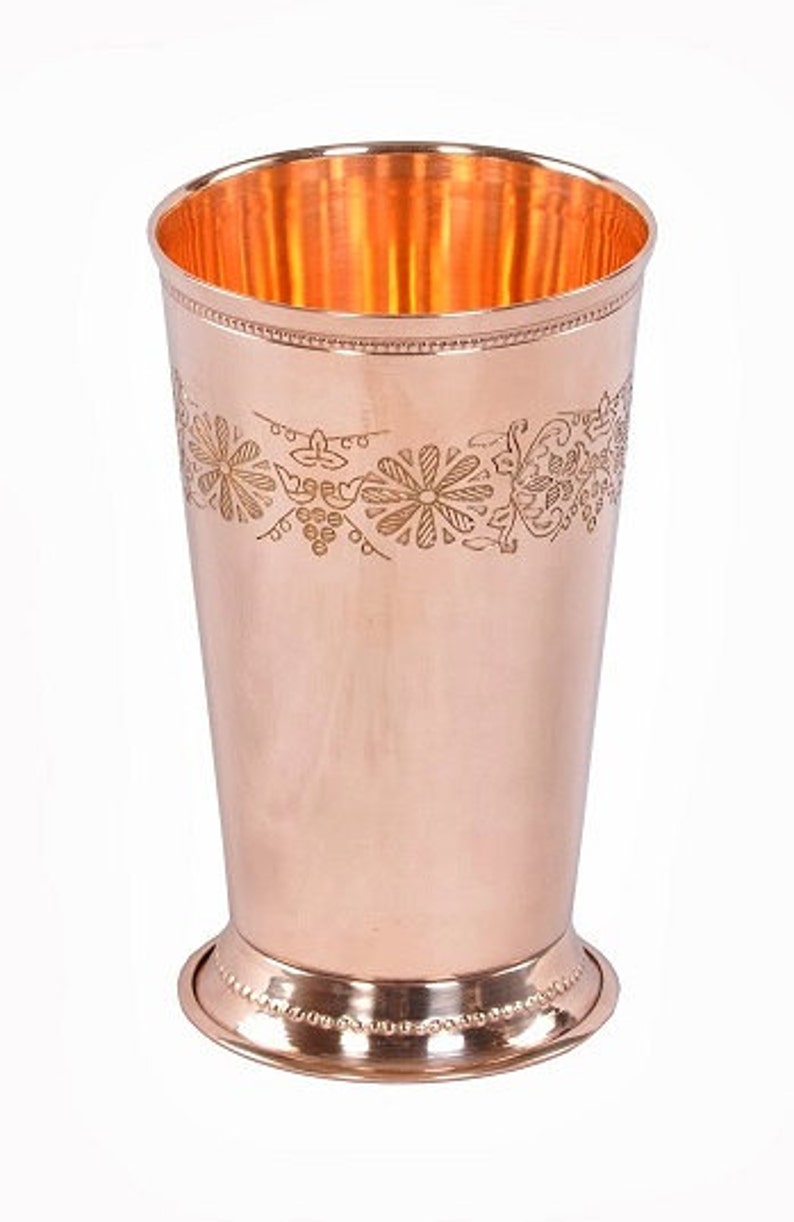 18 oz copper Mint Julep cup with floral design Etsy