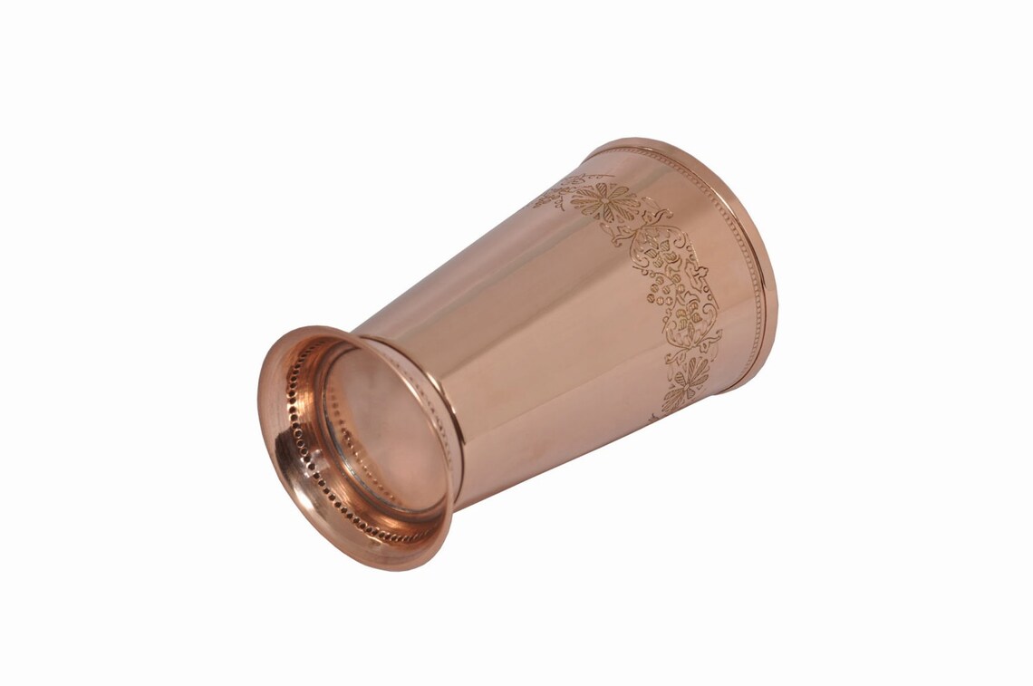 18 oz copper Mint Julep cup with floral design Etsy