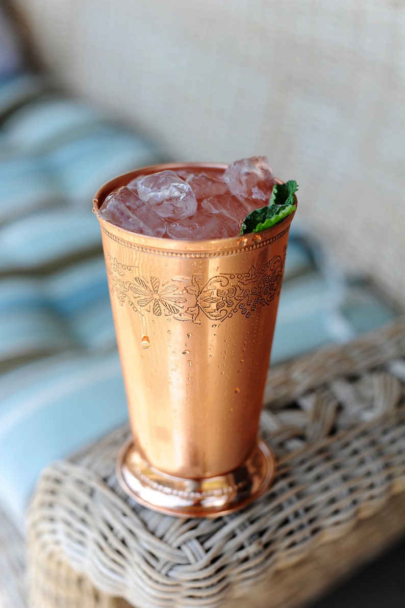 18 oz copper Mint Julep cup with floral design Etsy