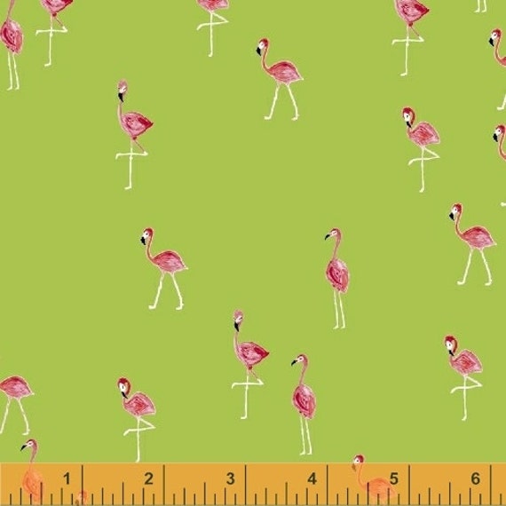 Flamingos Flamingo Lime Iza Pearl Design Windham | Etsy