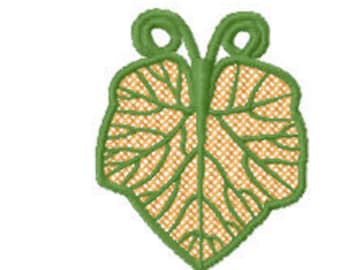 pumpkin fall leaf fsl, free standing lace design, leaves machine embroidery file for instant download