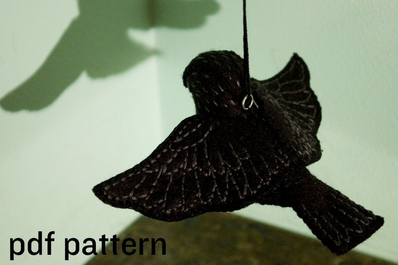 bird sewing pattern / bird embroidery pattern / bird plushie pattern / flying bird plushie tutorial image 5