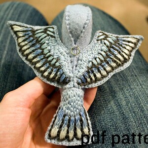 bird sewing pattern / bird embroidery pattern / bird plushie pattern / flying bird plushie tutorial image 3