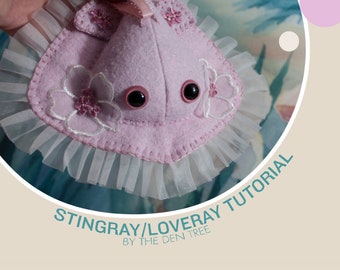 loveray stingray ray plushie sewing pattern and tutorial, valentine's day gift diy