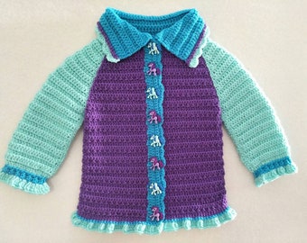 Beatiful Purple & Aqua My Little Pony Sweater with Matching Hat