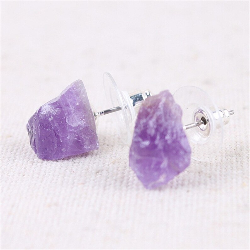 Natural Fluorite Stud Earrings Fluorite Earrings Raw Crystal Etsy