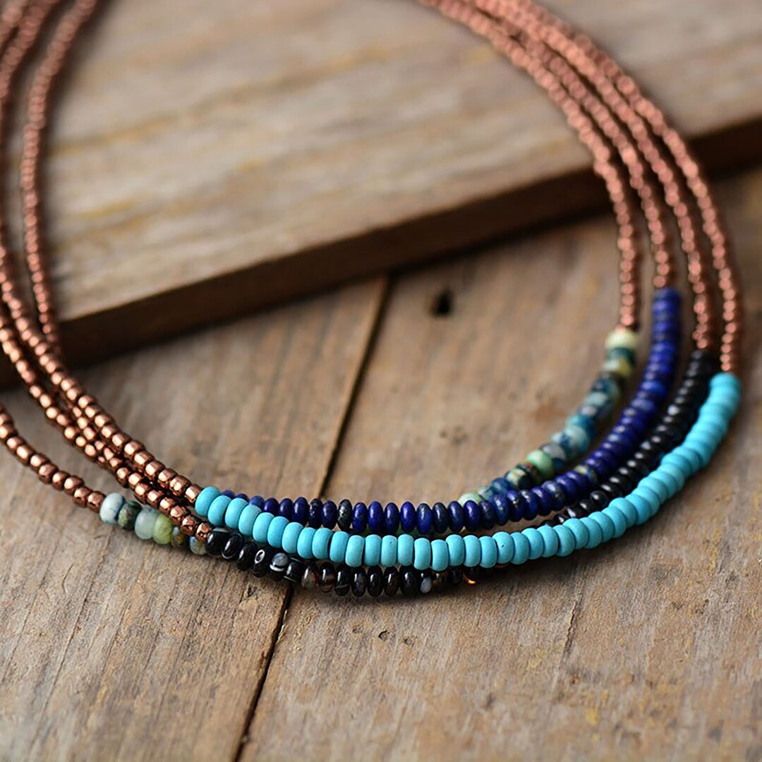 Bohemian Turquoise Leather Choker – Suede Necklace For Women, Boho Chic Style