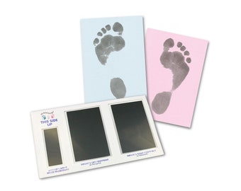 Inkless footprint kit for babys, black, 0-3 months, prints on any paper, Magic Footprint Standard