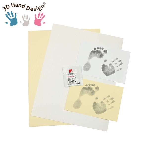 Magic Footprint Standard Kit Huella del Pie negro máximo 8 Huellas para recién nacidos y bebés hasta 3 meses en cualquier papel 